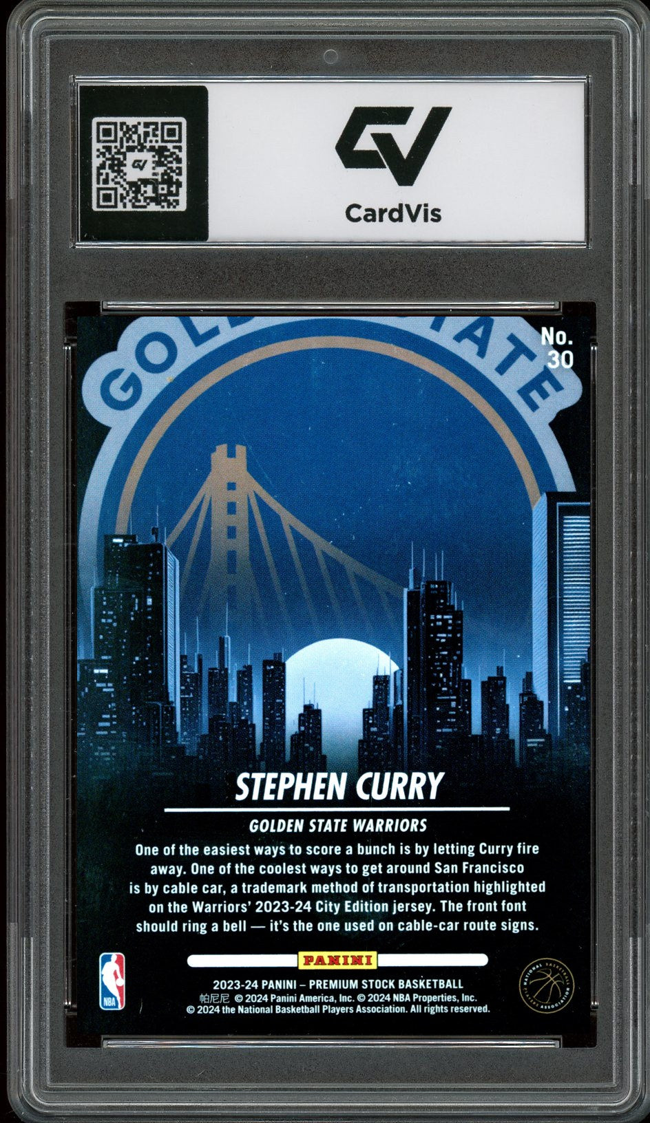 2023 Panini Hoops Premium #30 Stephen Curry City Edition Graded 10 Gem Mint - Back