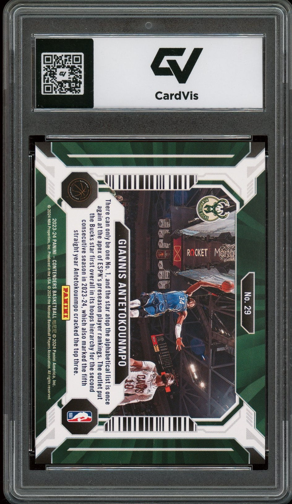 2023 Panini Contenders #29 Giannis Antetokounmpo Suite Shots Graded 10 Gem Mint - Back