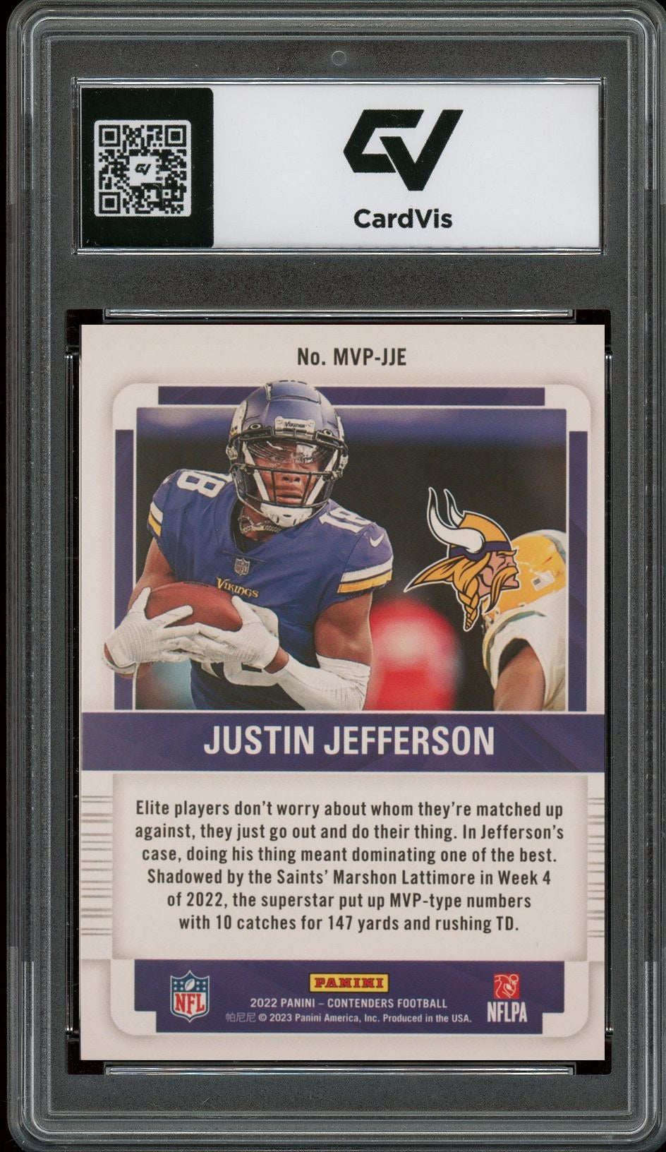 2022 Panini Contenders #MVP-JJE Justin Jefferson Mvp Contenders Graded 10 Gem Mint - Back
