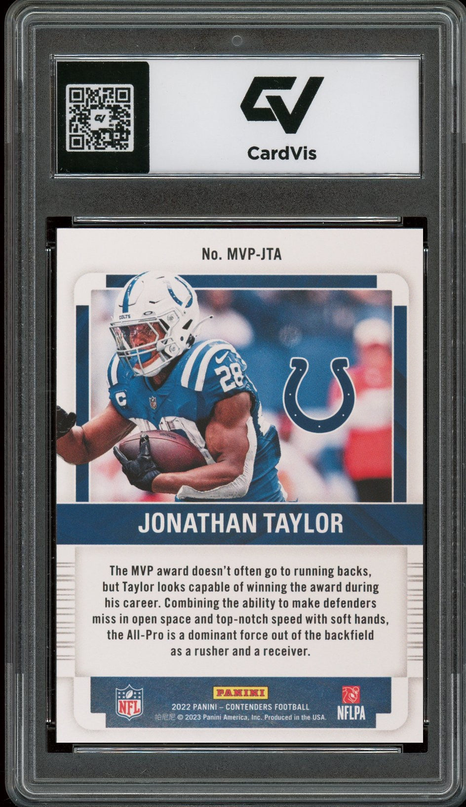 2022 Panini Contenders #MVP-JTA Jonathan Taylor MVP Contenders Graded 10 Gem Mint - Back