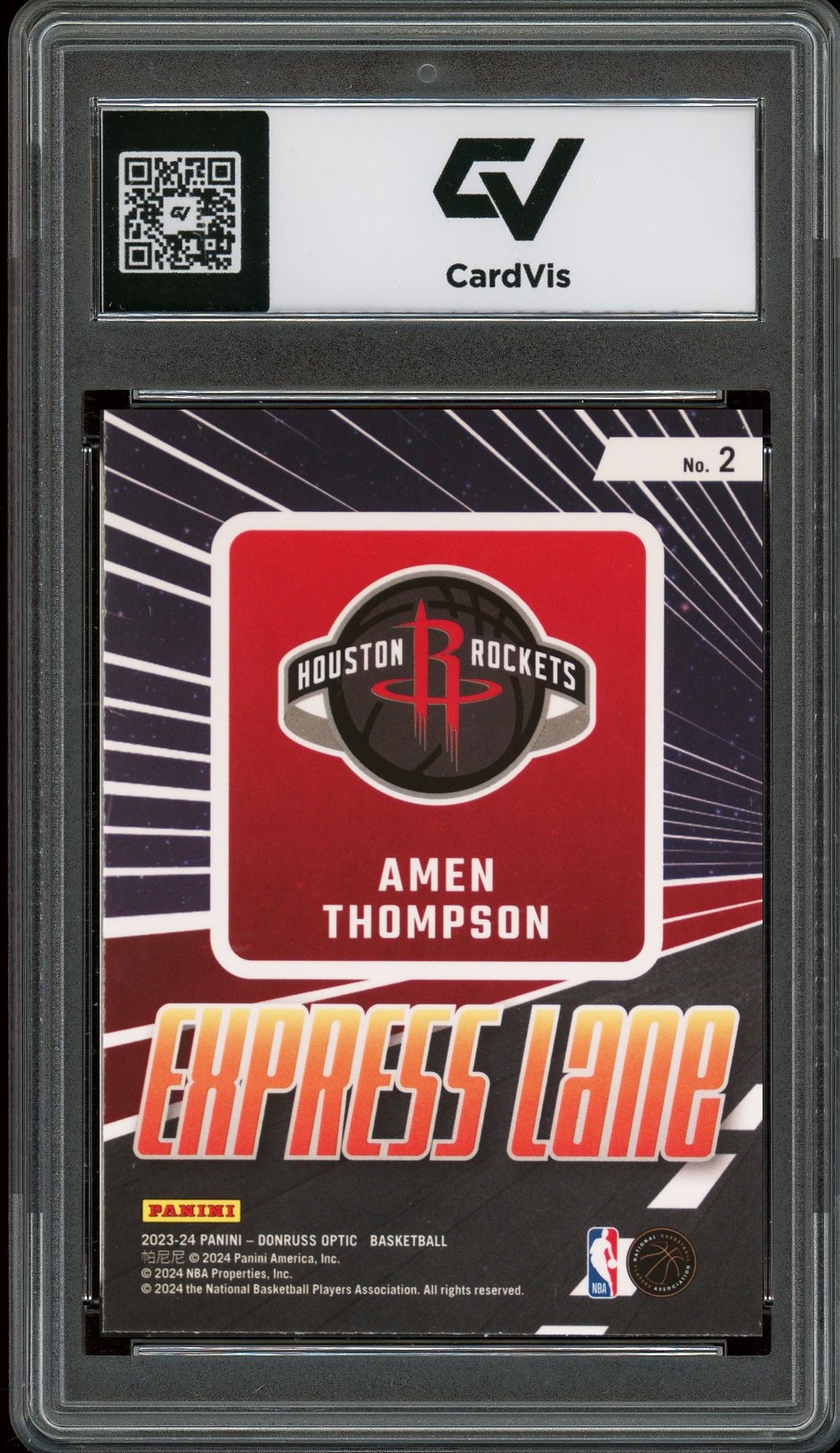2023 Panini Donruss Optic #2 Amen Thompson Express Lane Rookie Card RC Graded 10 Gem Mint - Back