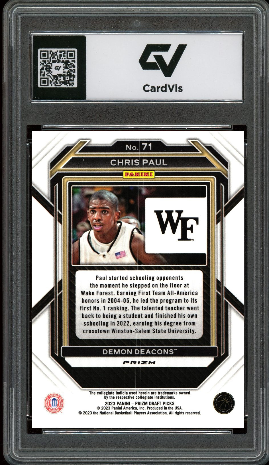 2023 Panini Prizm Draft Picks #71 Chris Paul Red Ice Graded 10 Gem Mint - Back