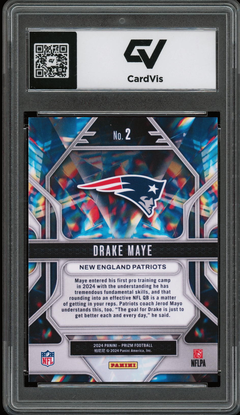 2024 Panini Prizm Prizmatic #2 Drake Maye Graded 10 Gem Mint - Back