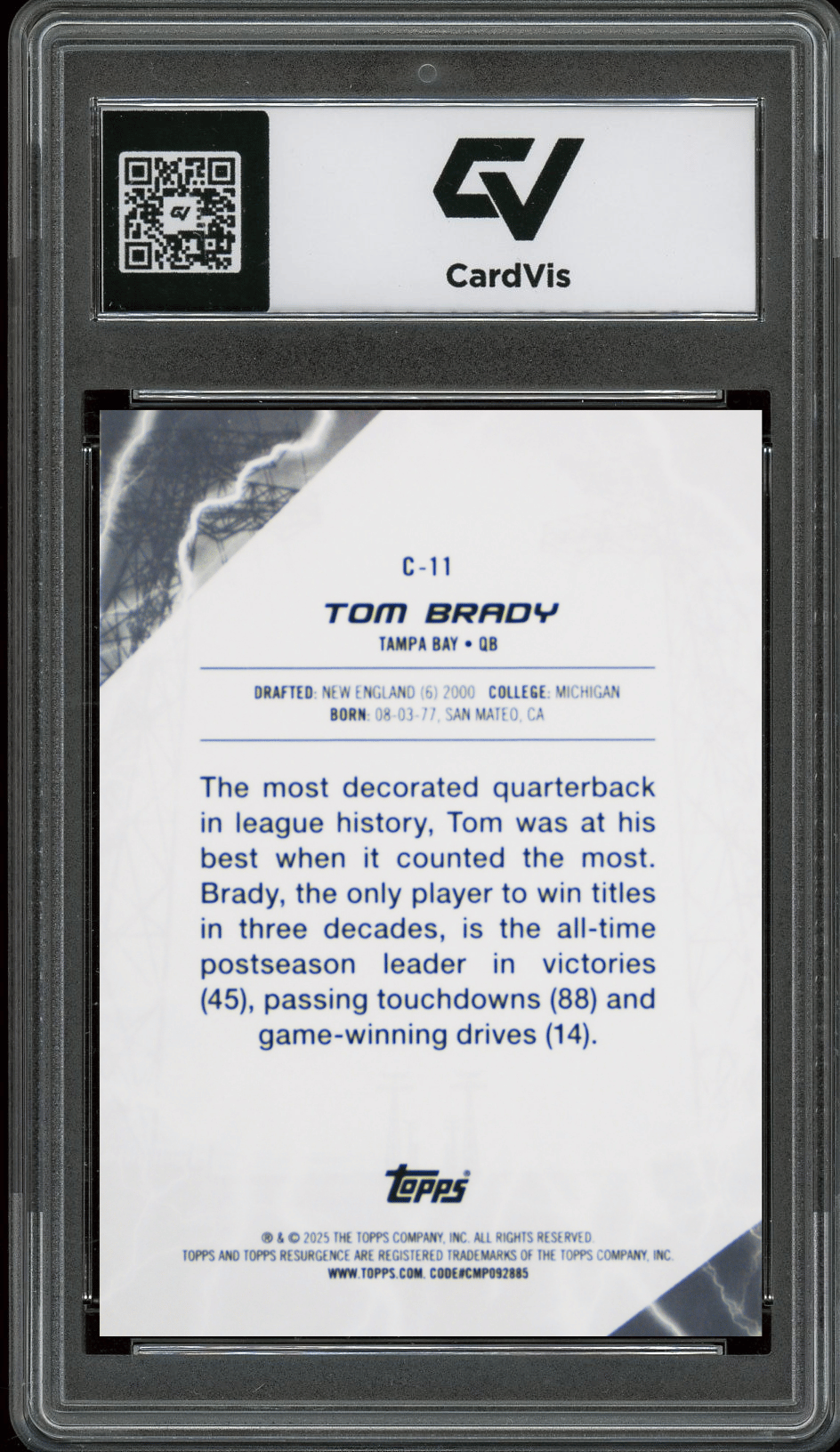 2024 Topps Resurgence Conductors #C11 Tom Brady Graded 10 Gem Mint - Back