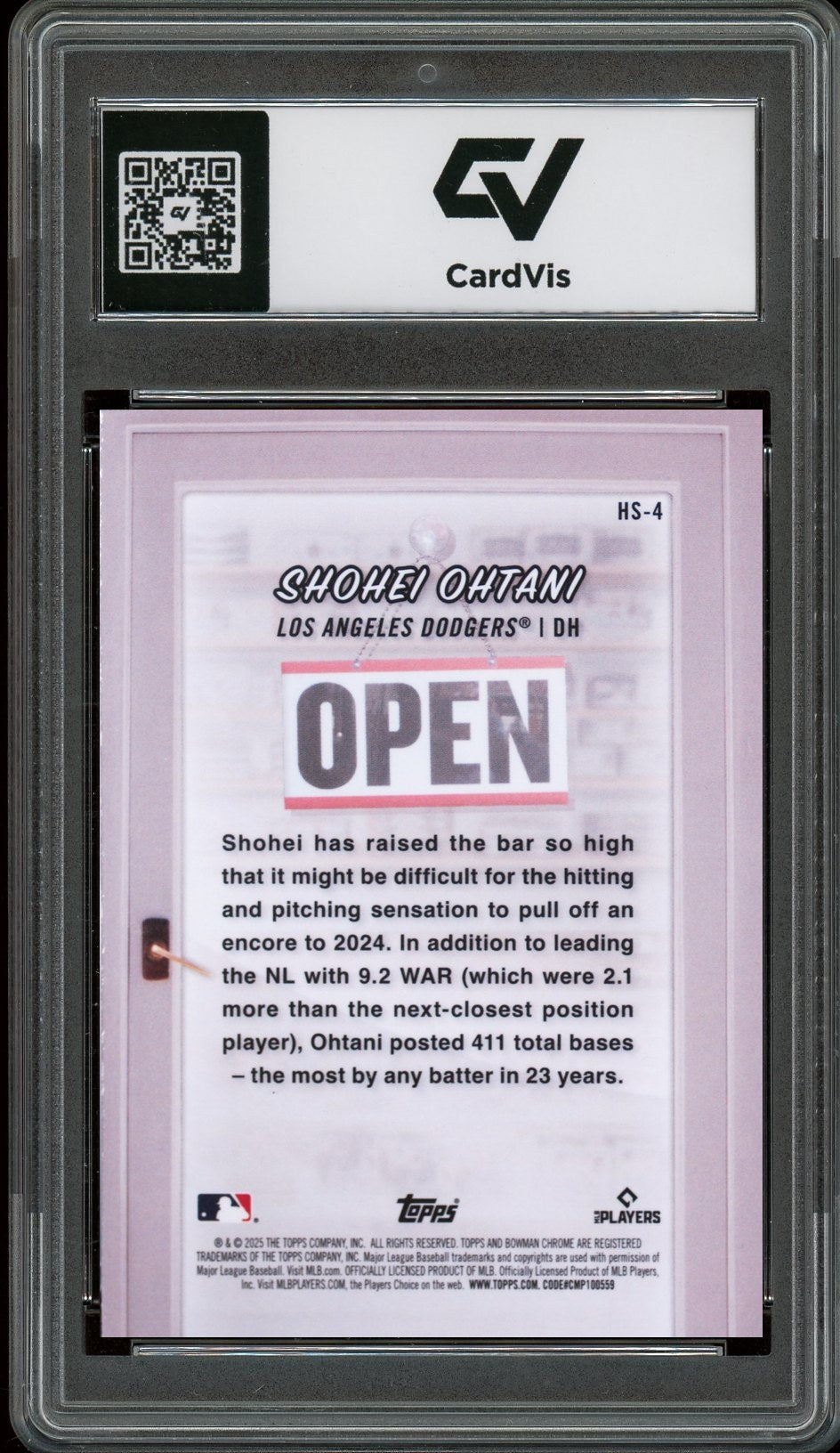 2025 Bowman #HS4 Shohei Ohtani Hobby Stars Graded 10 Gem Mint - Back