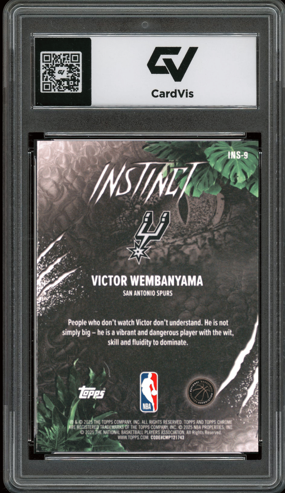 2025 Topps Chrome Instinct #INS-9 Victor Wembanyama Graded 10 Gem Mint - Back