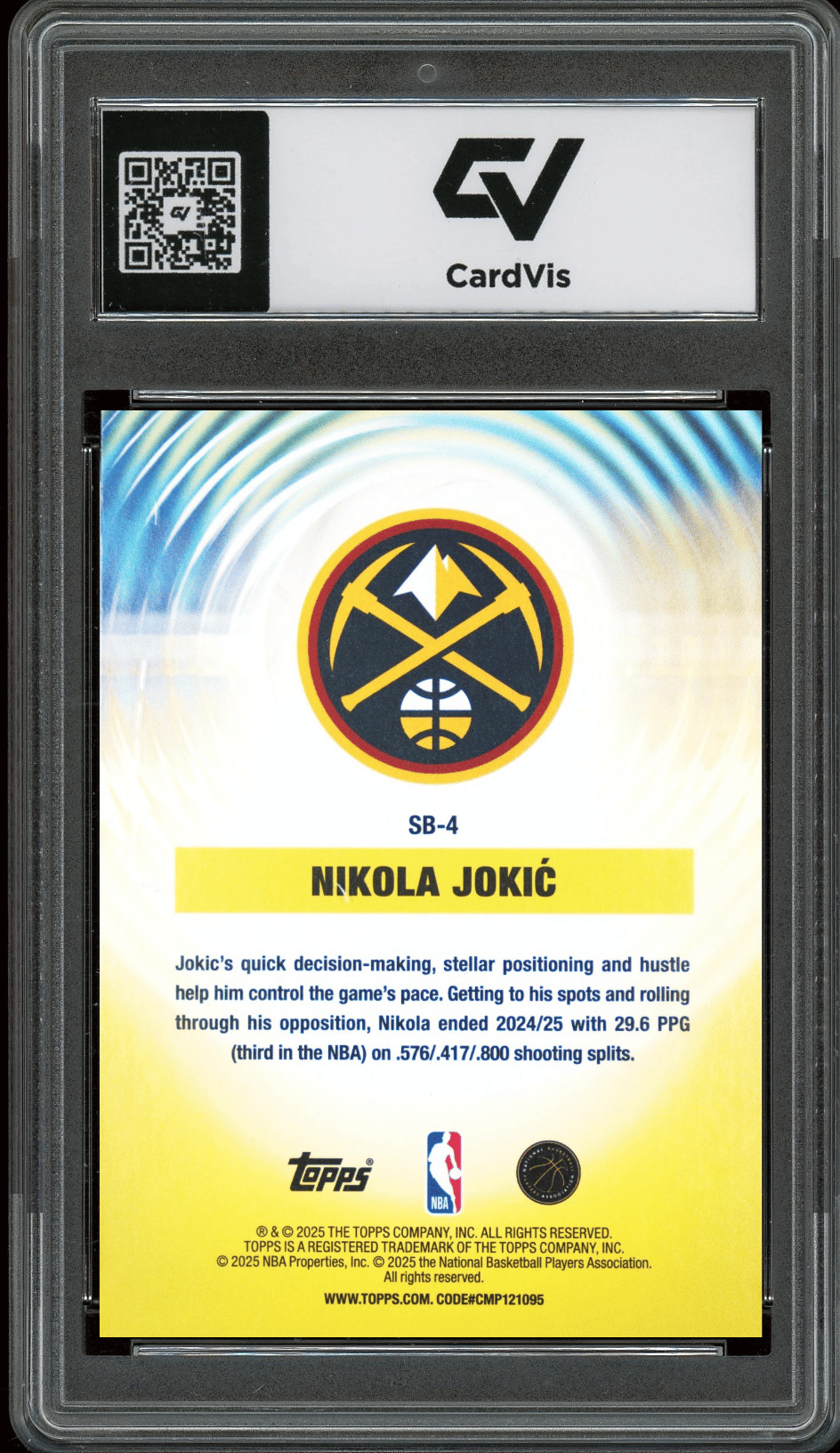 2025 Topps Sonic Boom #SB-4 Nikola Jokic Graded 10 Gem Mint - Back