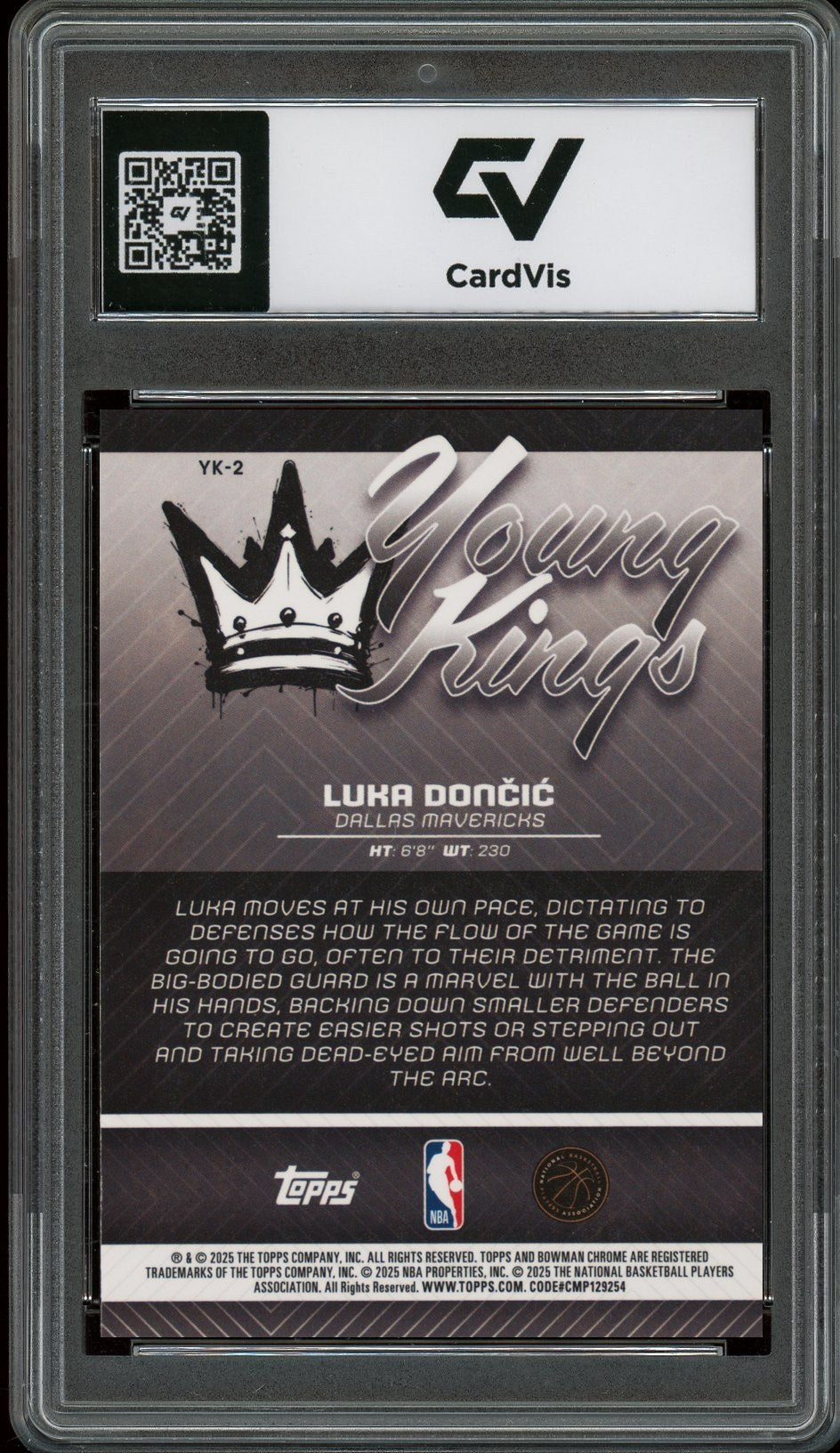 2025 Bowman Chrome #YK-2 Luka Doncic Young Kings Graded 10 Gem Mint - Back