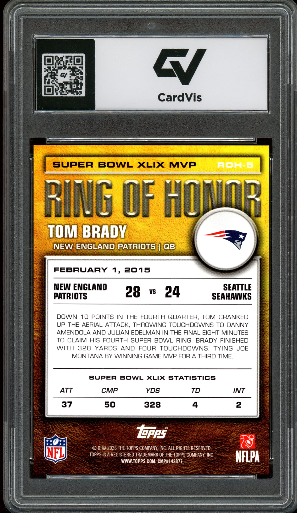 2026 Topps Flagship #ROH-5 Tom Brady Ring of Honor Graded 10 Gem Mint