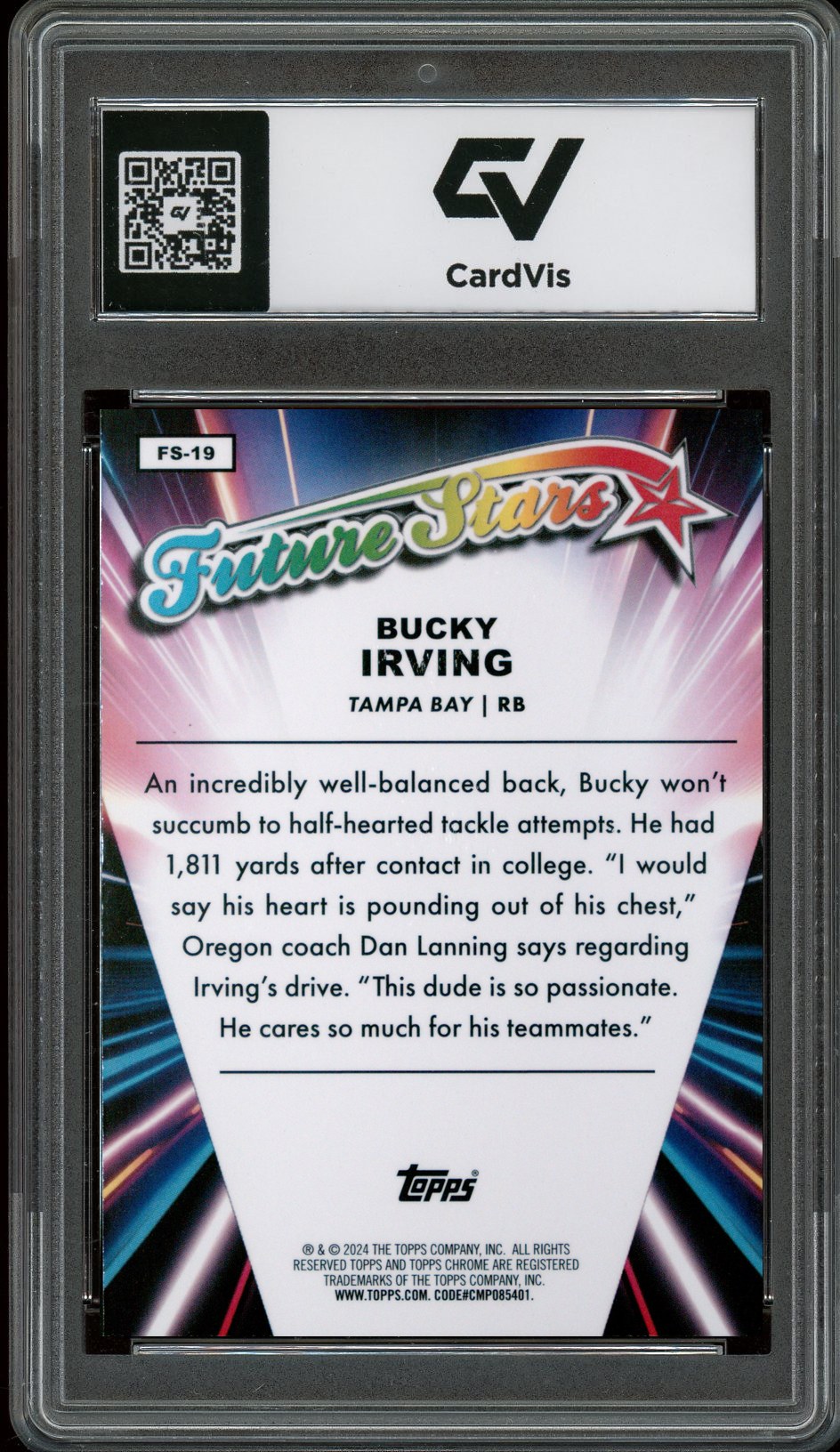2024 Topps Chrome #FS-19 Bucky Irving Future Stars Rookie Card RC Graded 10 Gem Mint - Back
