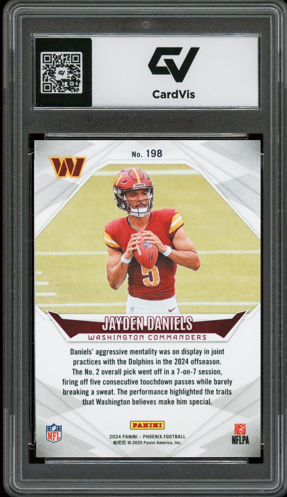 2024 Panini Phoenix #198 Jayden Daniels Rookie Card RC Graded 10 Gem Mint - Back