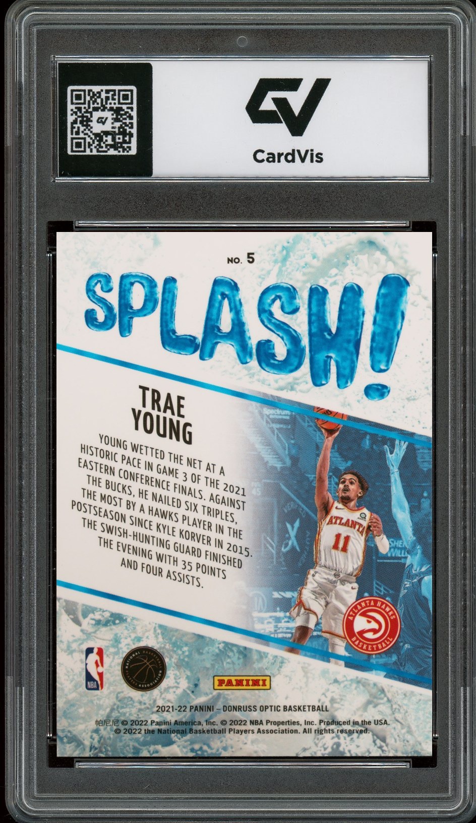 2021 Panini Donruss Optic #5 Trae Young Splash! Graded 10 Gem Mint - Back