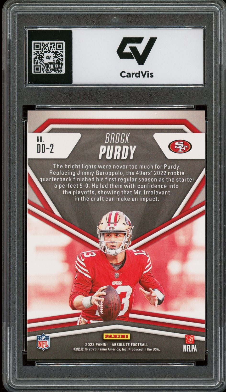 2023 Panini Absolute #DD-2 Brock Purdy Draft Diamonds Graded 10 Gem Mint - Back