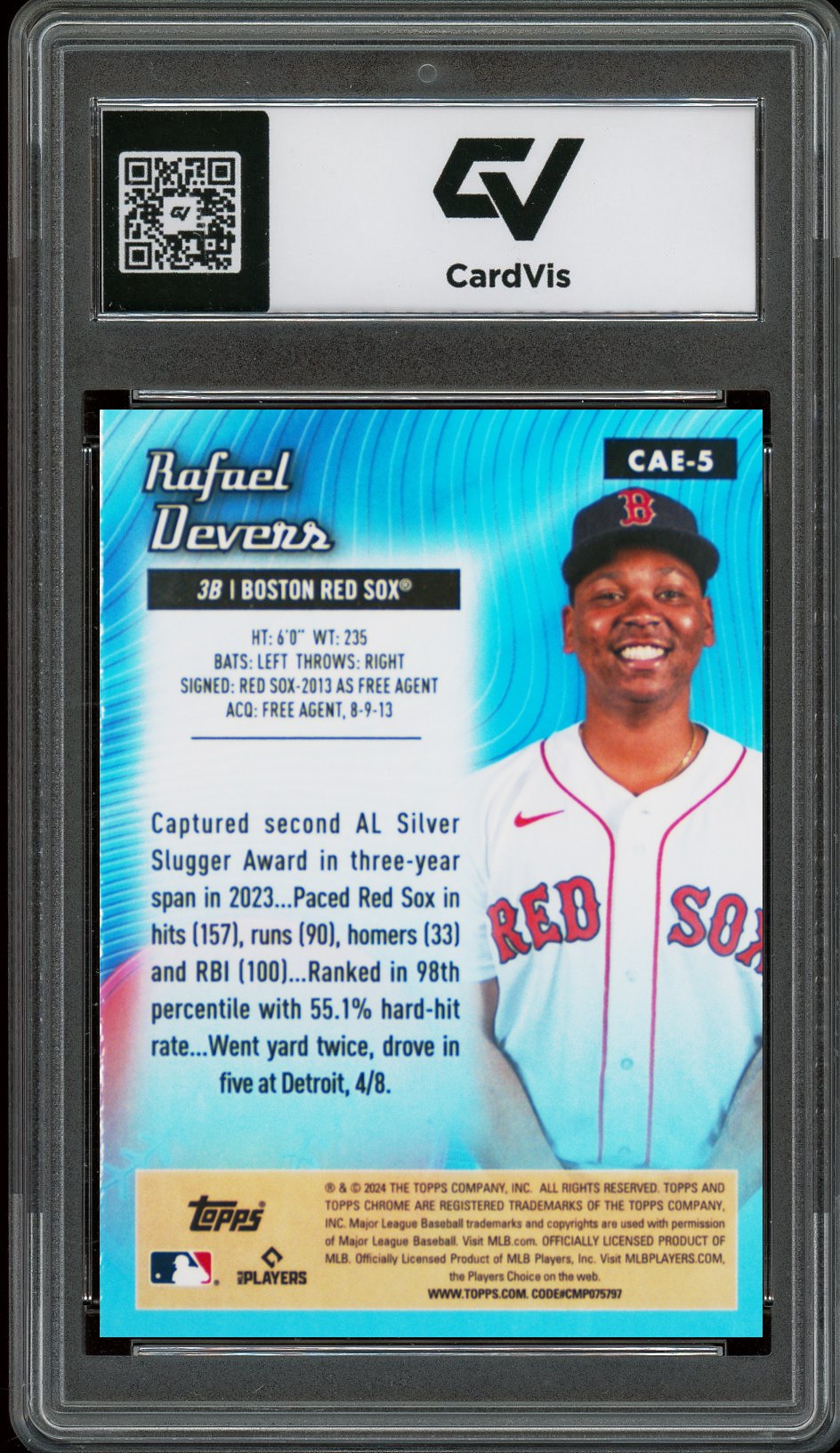 2024 Topps Chrome #CAR-5 Rafael Devers All Etch Graded 10 Gem Mint - Back