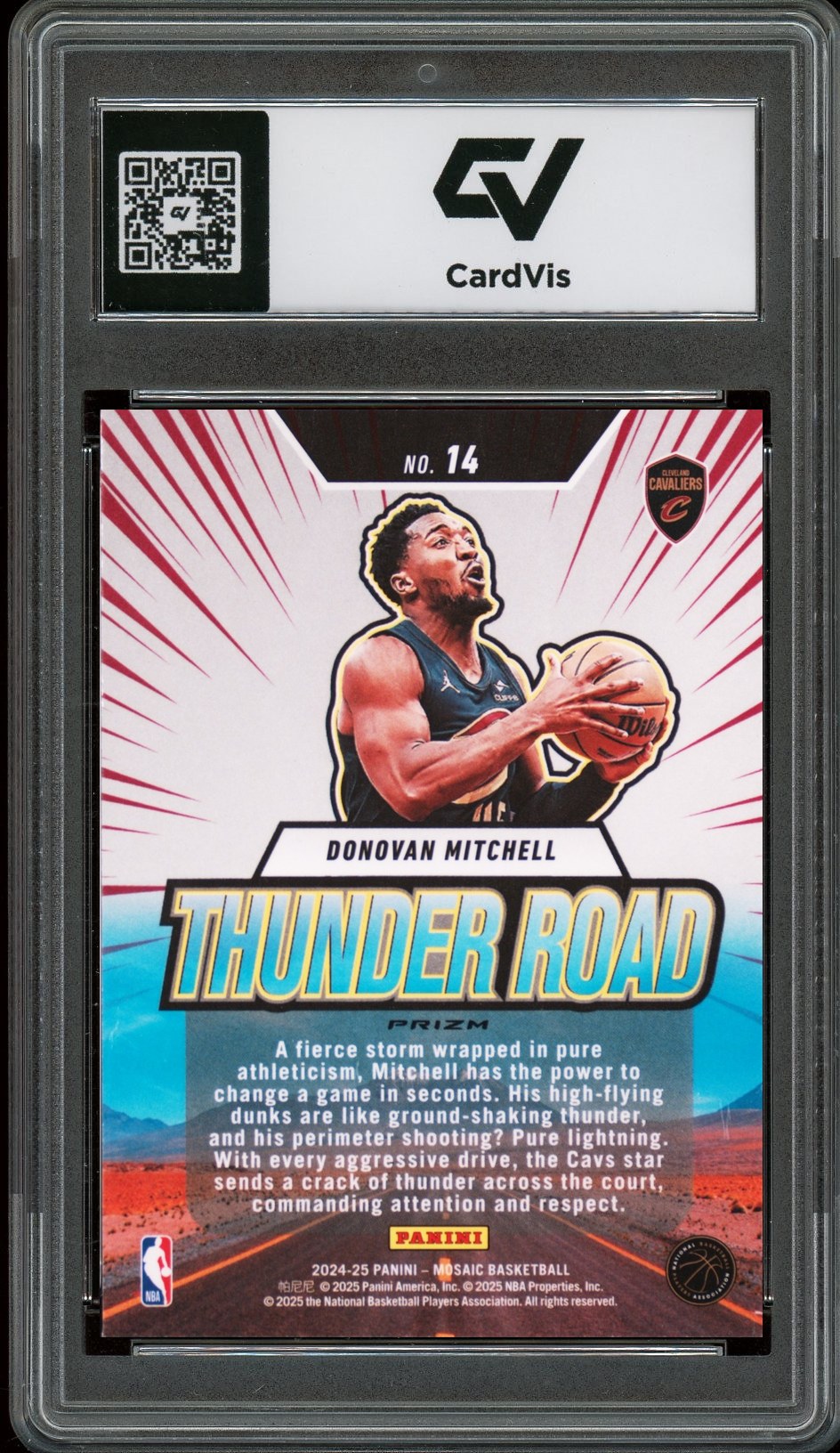 2024 Panini Mosaic #14 Donovan Mitchell Thunder Road Graded 10 Gem Mint - Back