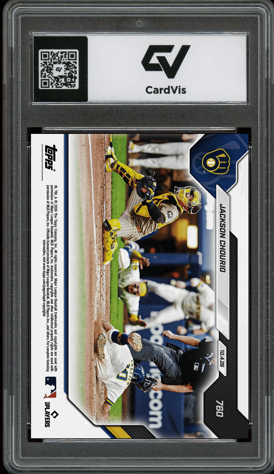 2026 Topps Now #760 Jackson Chourio Walk-Off RBI Graded 10 Gem Mint Presale