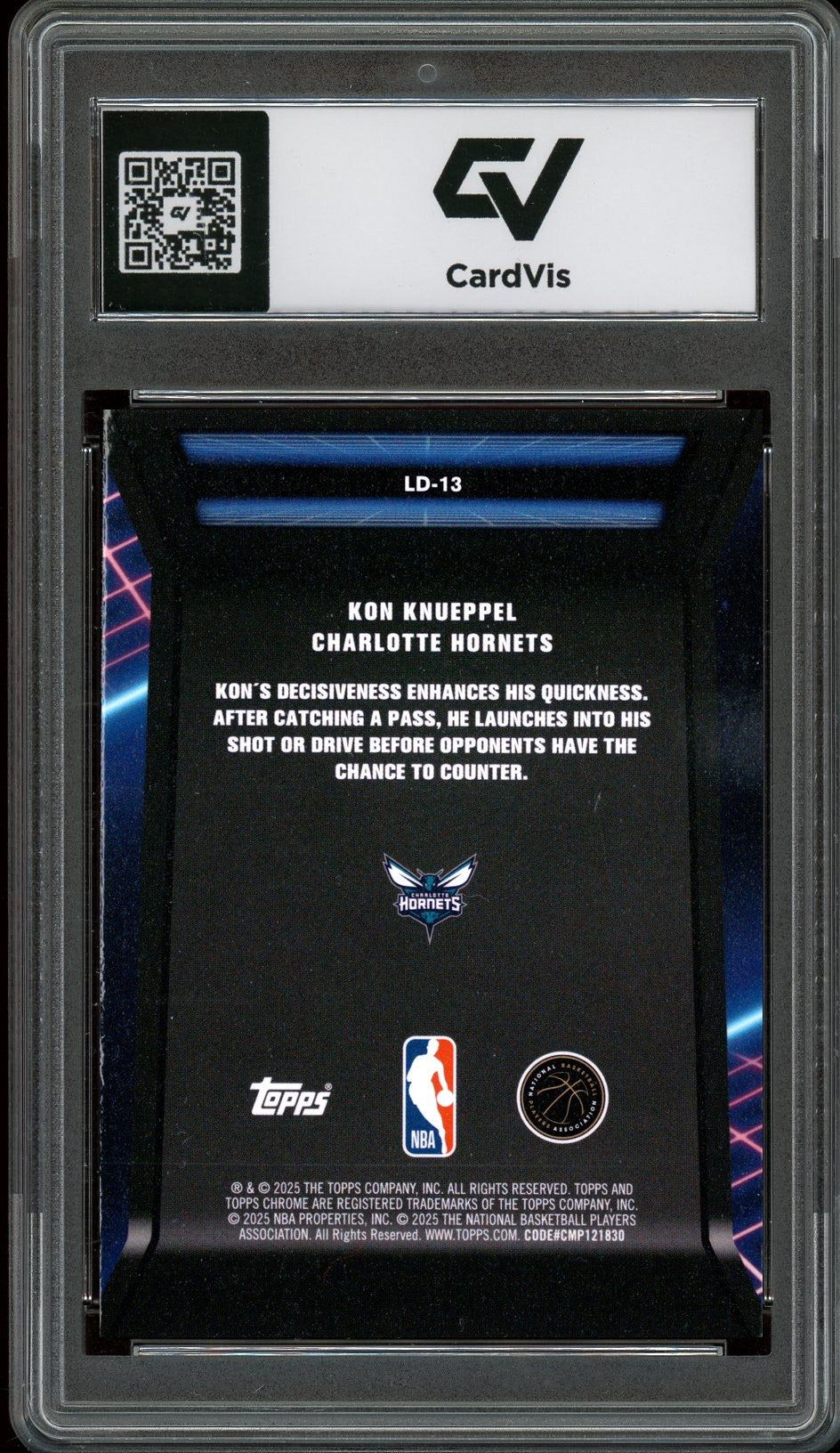 2025 Topps Chrome #LD-13 Kon Knueppel Loading Rookie Card RC Graded 10 Gem Mint - Back