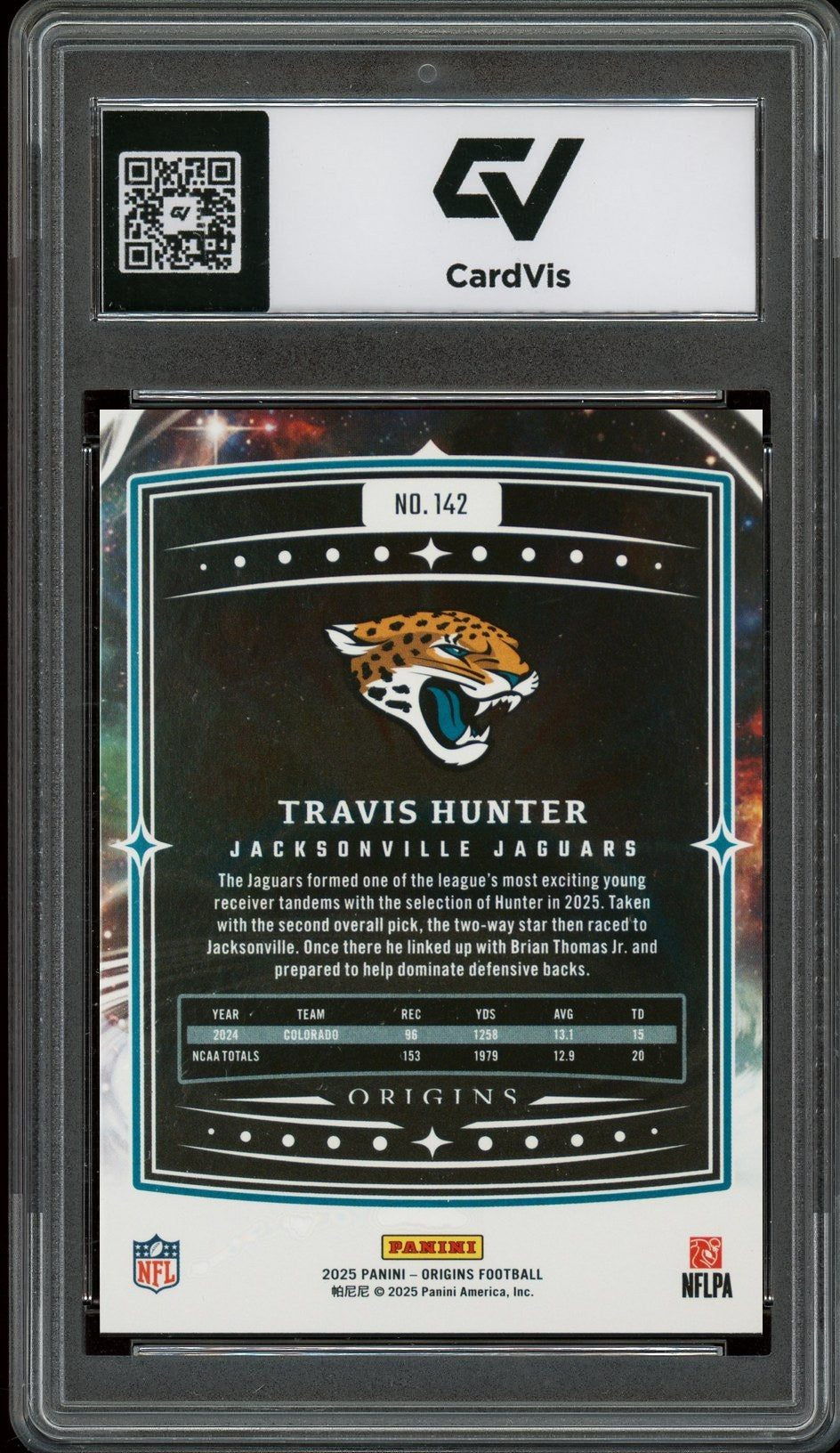 2025 Panini Origins #142 Travis Hunter Rookie Card RC Graded 10 Gem Mint - Back