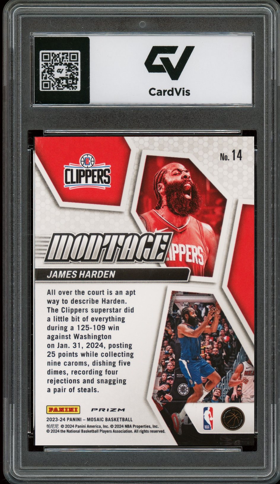 2023 Panini Mosaic #14 James Harden Montage Prizm Graded 10 Gem Mint - Back
