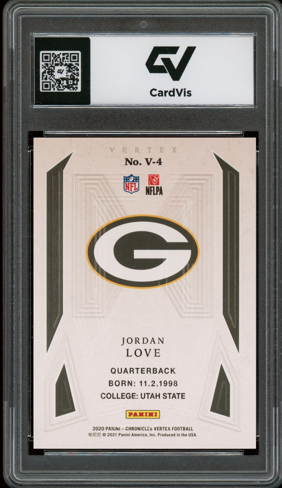 2020 Panini Chronicles #V-4 Jordan Love Vertex Rookie Card RC Graded 10 Gem Mint - Back