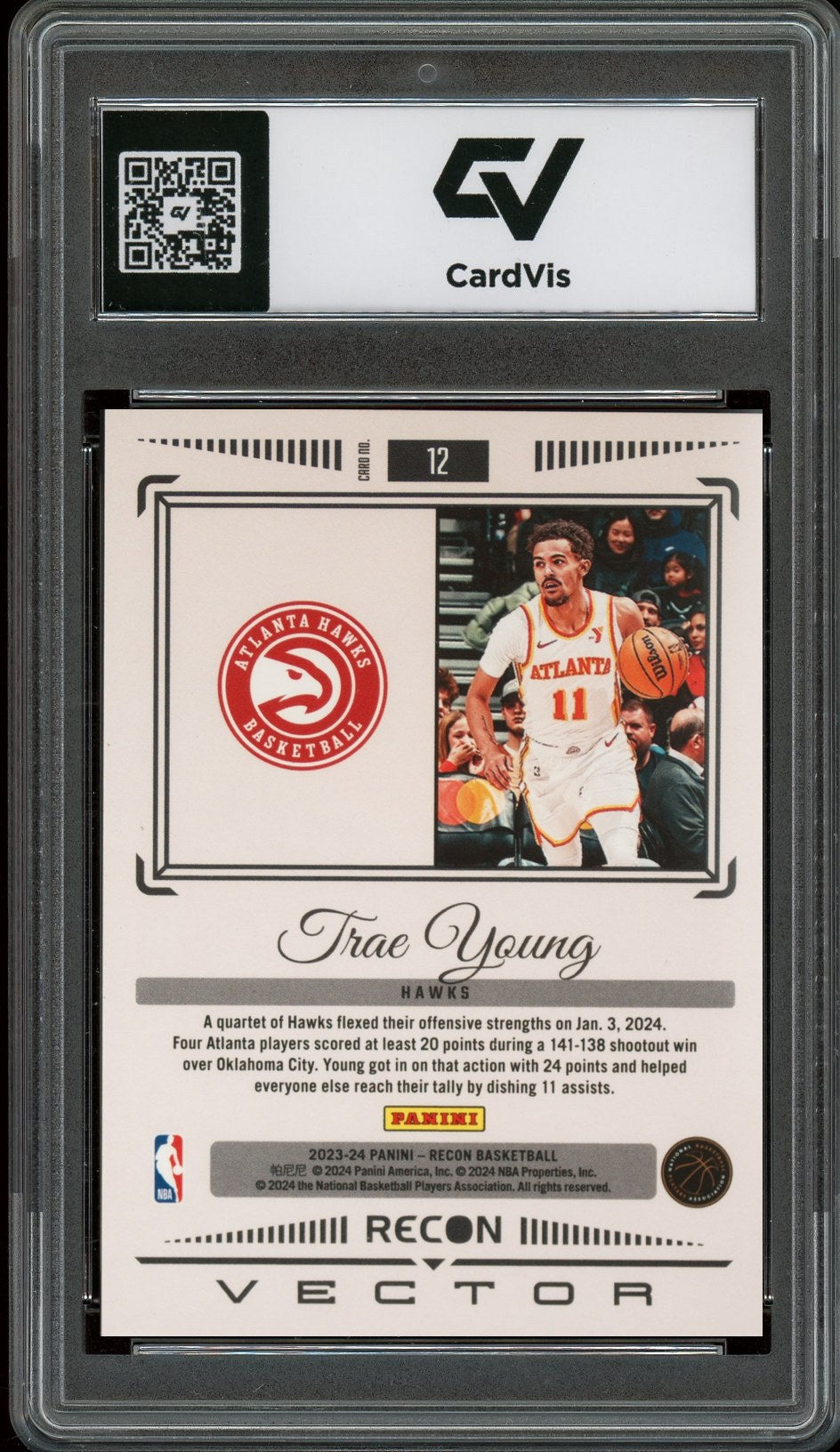 2023 Panini Recon #12 Trae Young Vector Graded 10 Gem Mint - Back