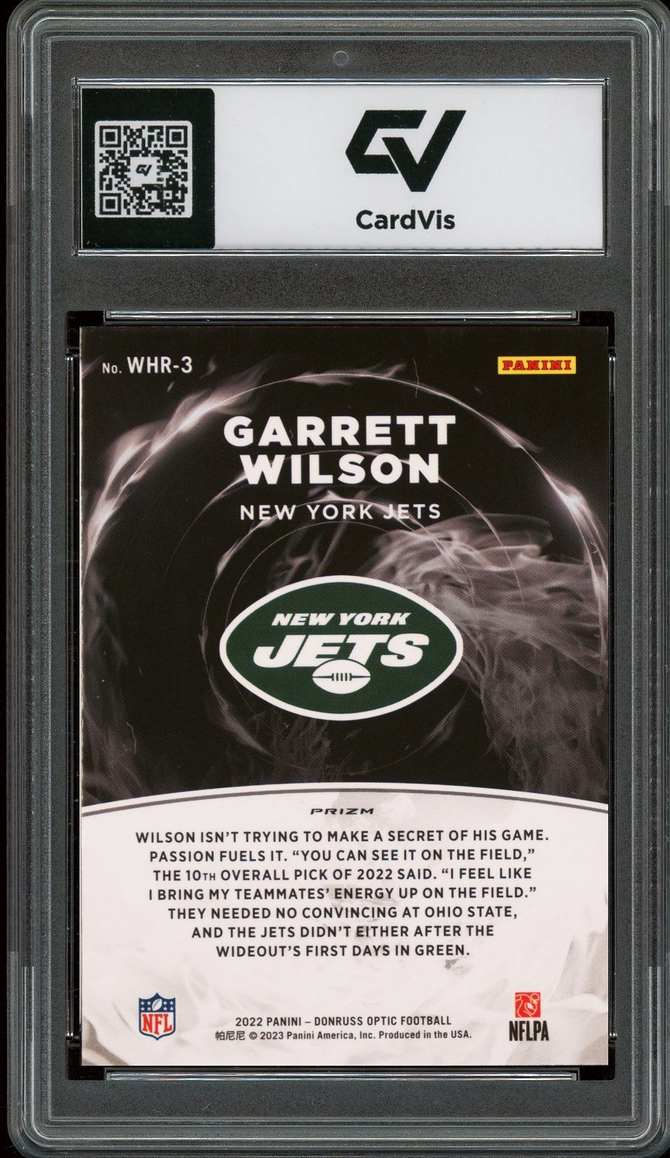 2022 Panini Donruss Optic #WHR-3 Garrett Wilson White Hot Rookies Rookie Card RC Graded 10 Gem Mint - Back