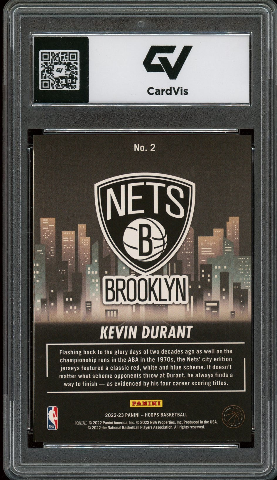 2022 Panini Hoops #2 Kevin Durant City Edition Graded 10 Gem Mint - Back