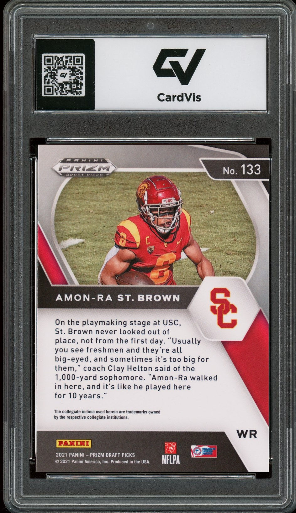 2021 Panini Prizm Draft Picks #133 Amon-Ra St. Brown Rookie Card RC Graded 10 Gem Mint - Back