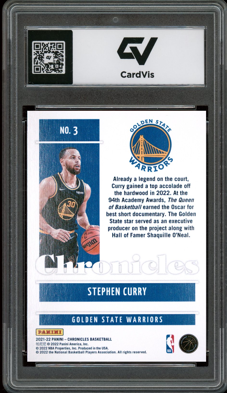 2021 Panini Chronicles #3 Stephen Curry Graded 10 Gem Mint - Back
