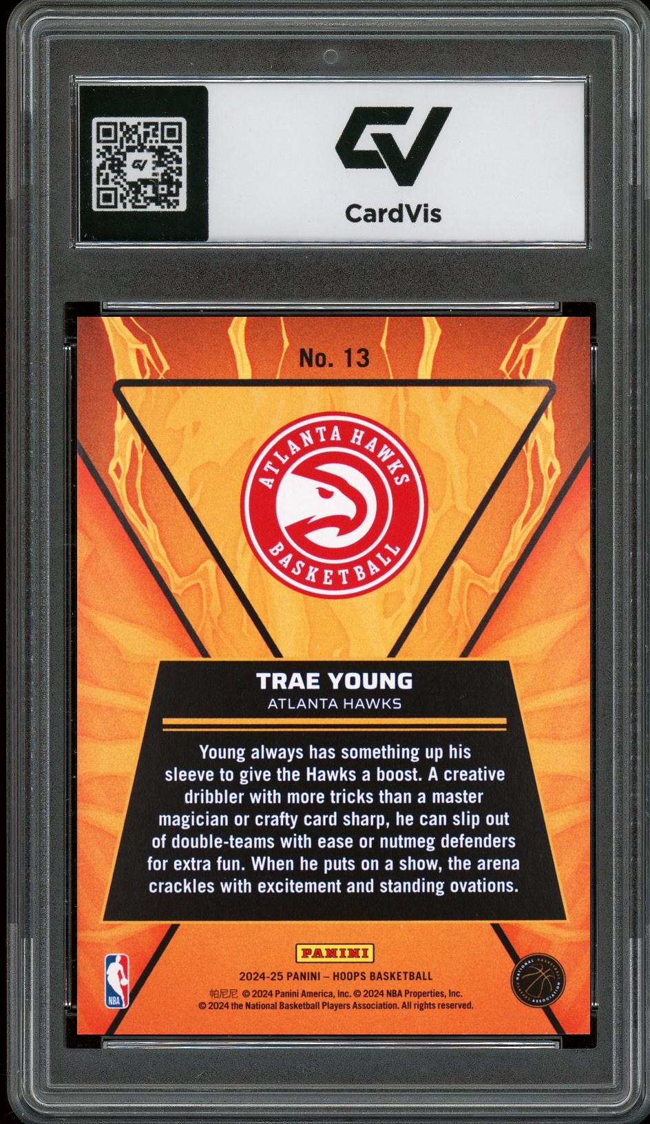 2024 Panini Hoops #13 Trae Young High Voltage Graded 10 Gem Mint - Back