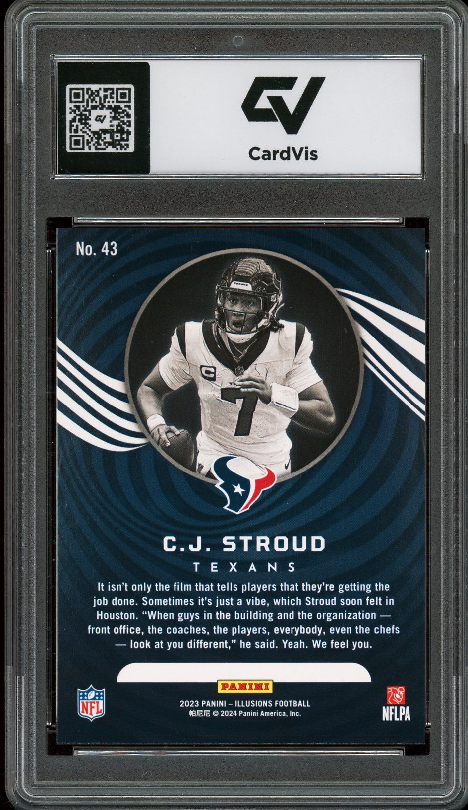 2023 Panini Illusions #43 C.J. Stroud Trophy Collection Emerald Rookie Card RC Graded 10 Gem Mint - Back