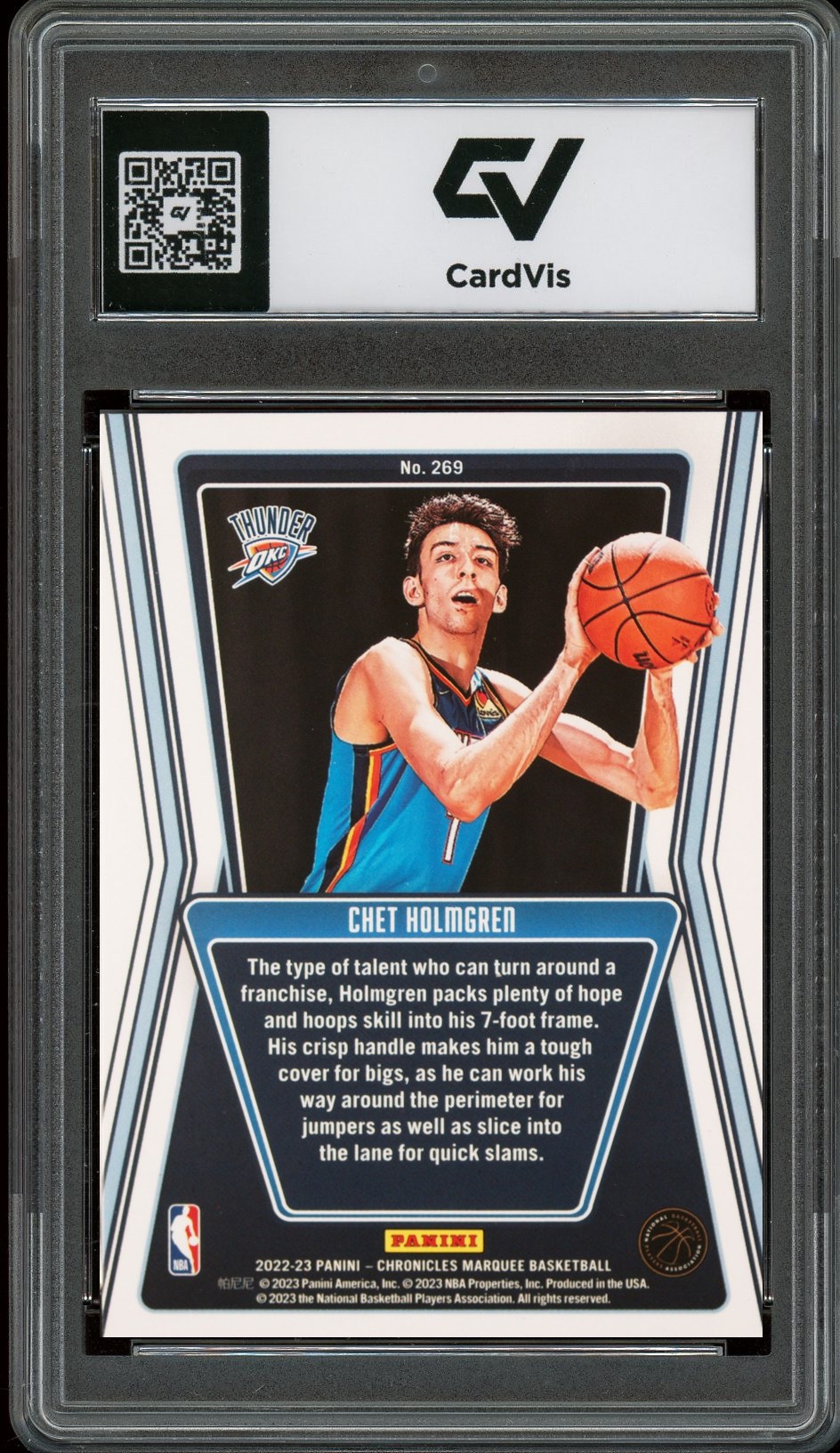 2022 Panini Chronicles #269 Chet Holmgren Rookie Card RC Graded 10 Gem Mint - Back