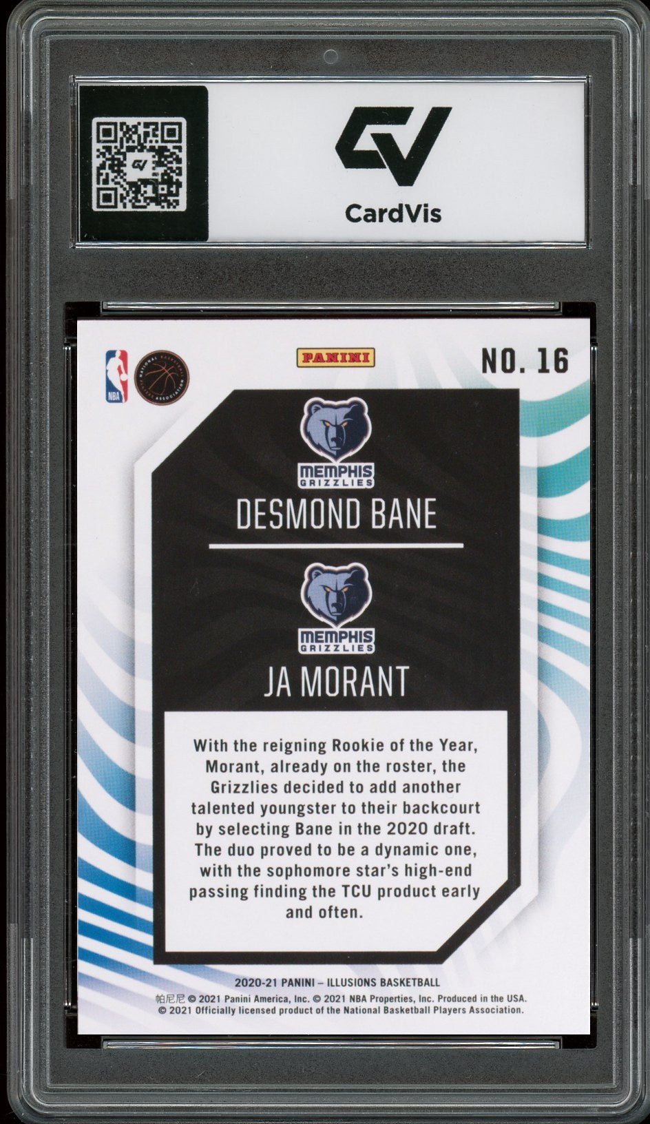 2020 Panini Illusions #16 Ja Morant / Desmond Bane Rookie Reflections Rookie Card RC Graded 10 Gem Mint - Back