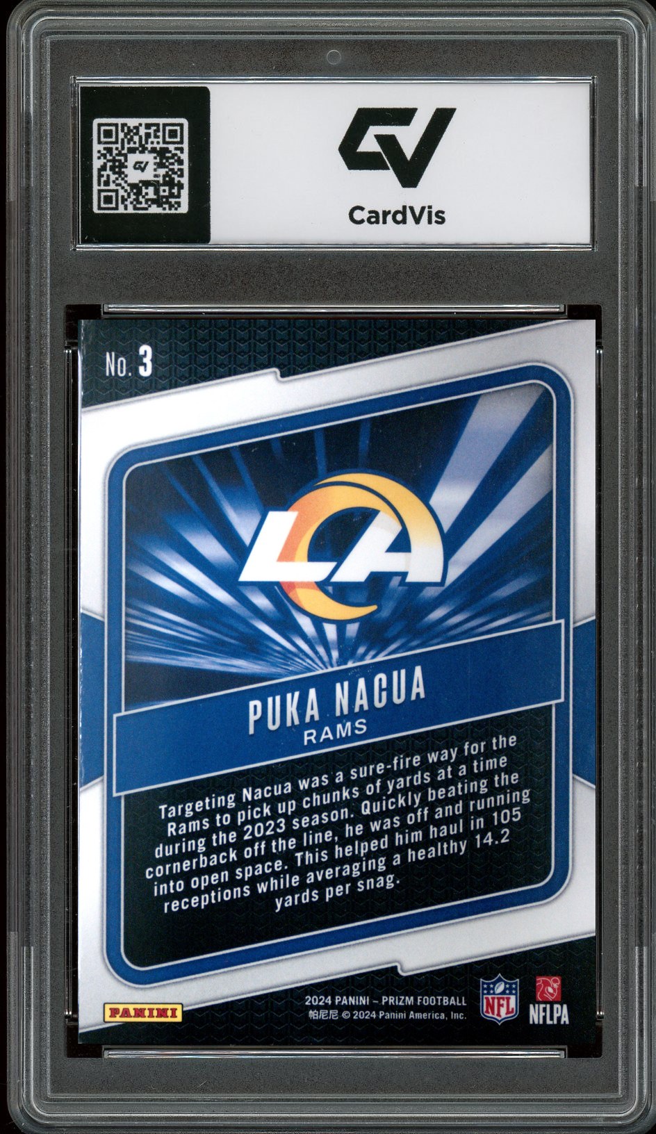 2024 Panini Prizm #3 Puka Nacua Hype Graded 10 Gem Mint - Back