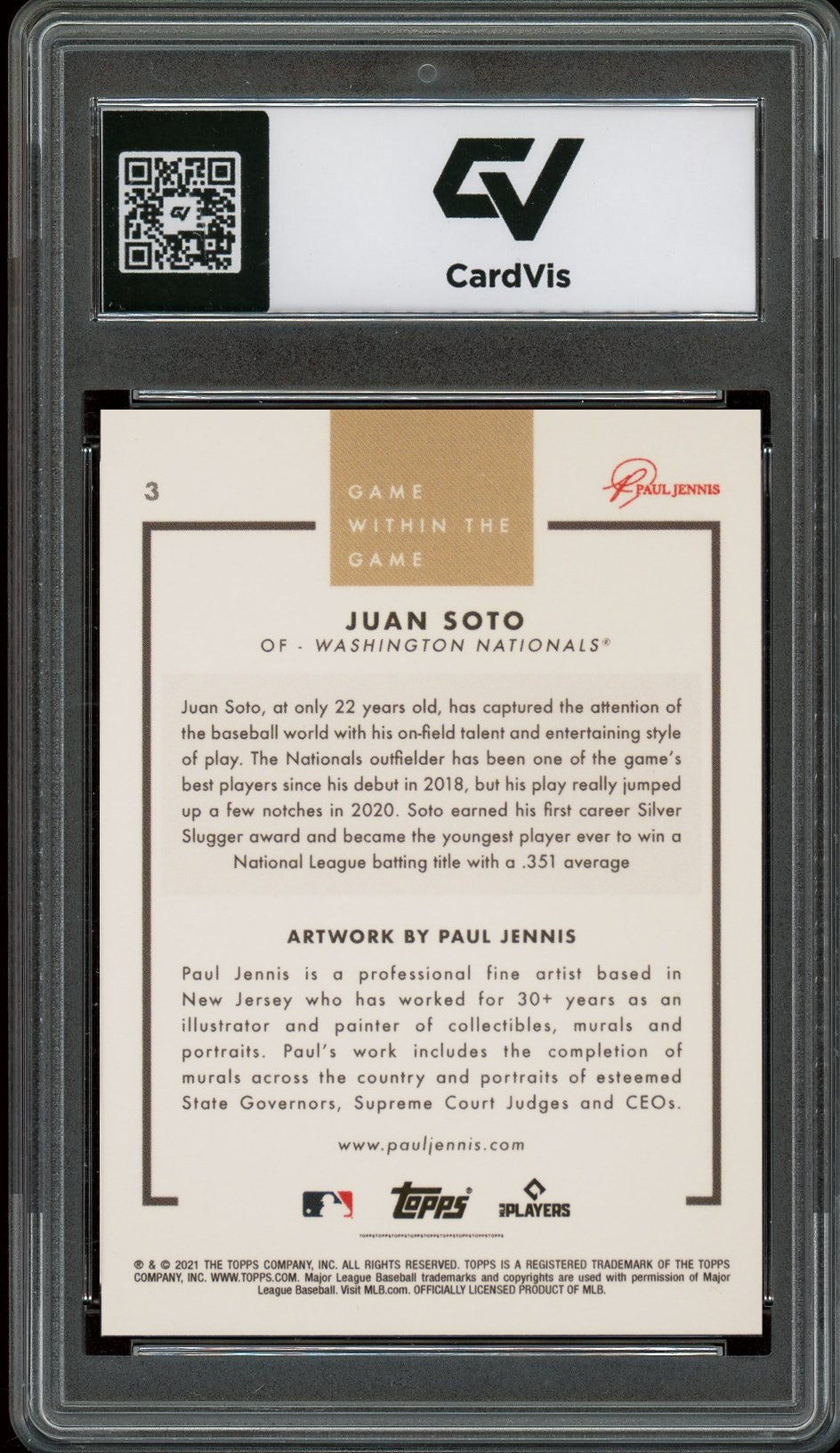 2021 Topps #3 Juan Soto Game Within The Game Graded 10 Gem Mint - Back