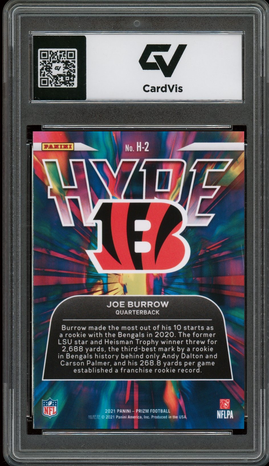 2021 Panini Prizm #h2 Joe Burrow Hype Graded 10 Gem Mint - Back