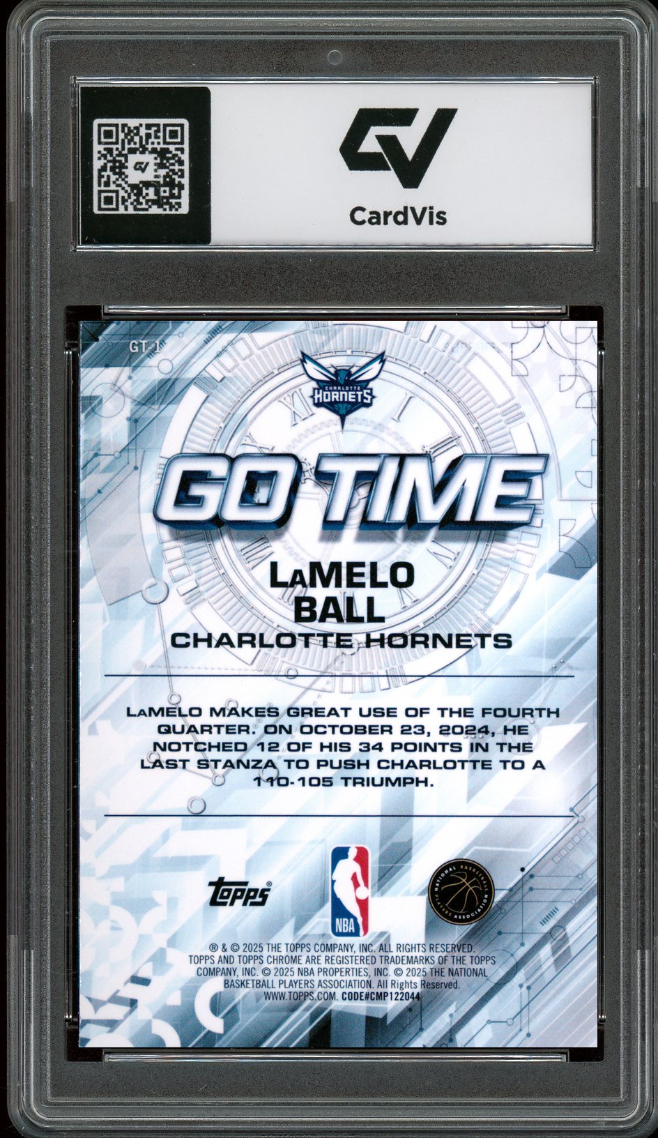 2025 Topps Chrome #GT-1 Lamelo Ball Go Time Graded 10 Gem Mint - Back