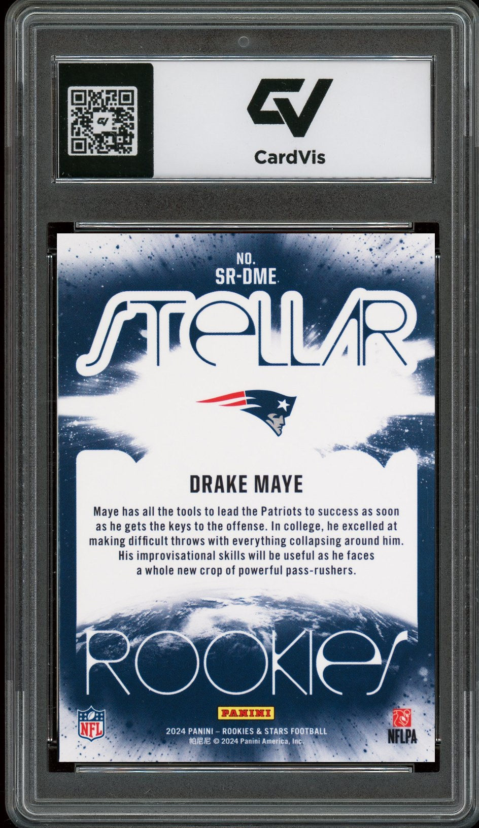 2024 Panini Rookies & Stars #SR-DME Drake Maye Stellar Rookies Rookie Card RC Graded 10 Gem Mint - Back
