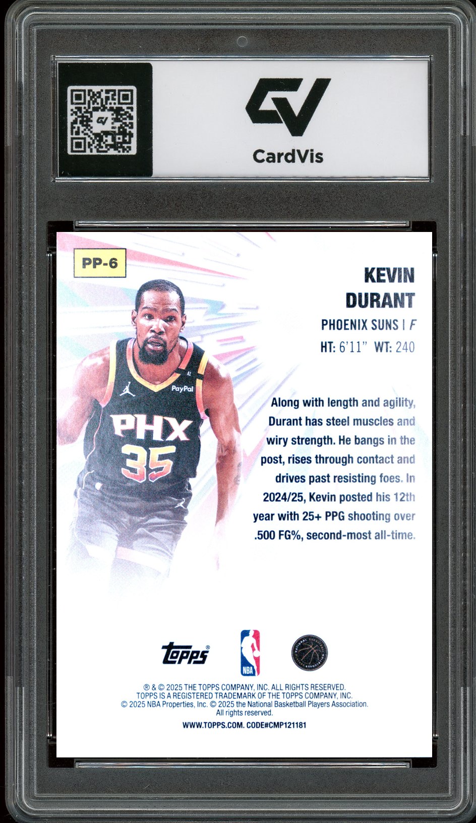 2025 Topps Power #PP-6 Kevin Durant Power Players Graded 10 Gem Mint - Back