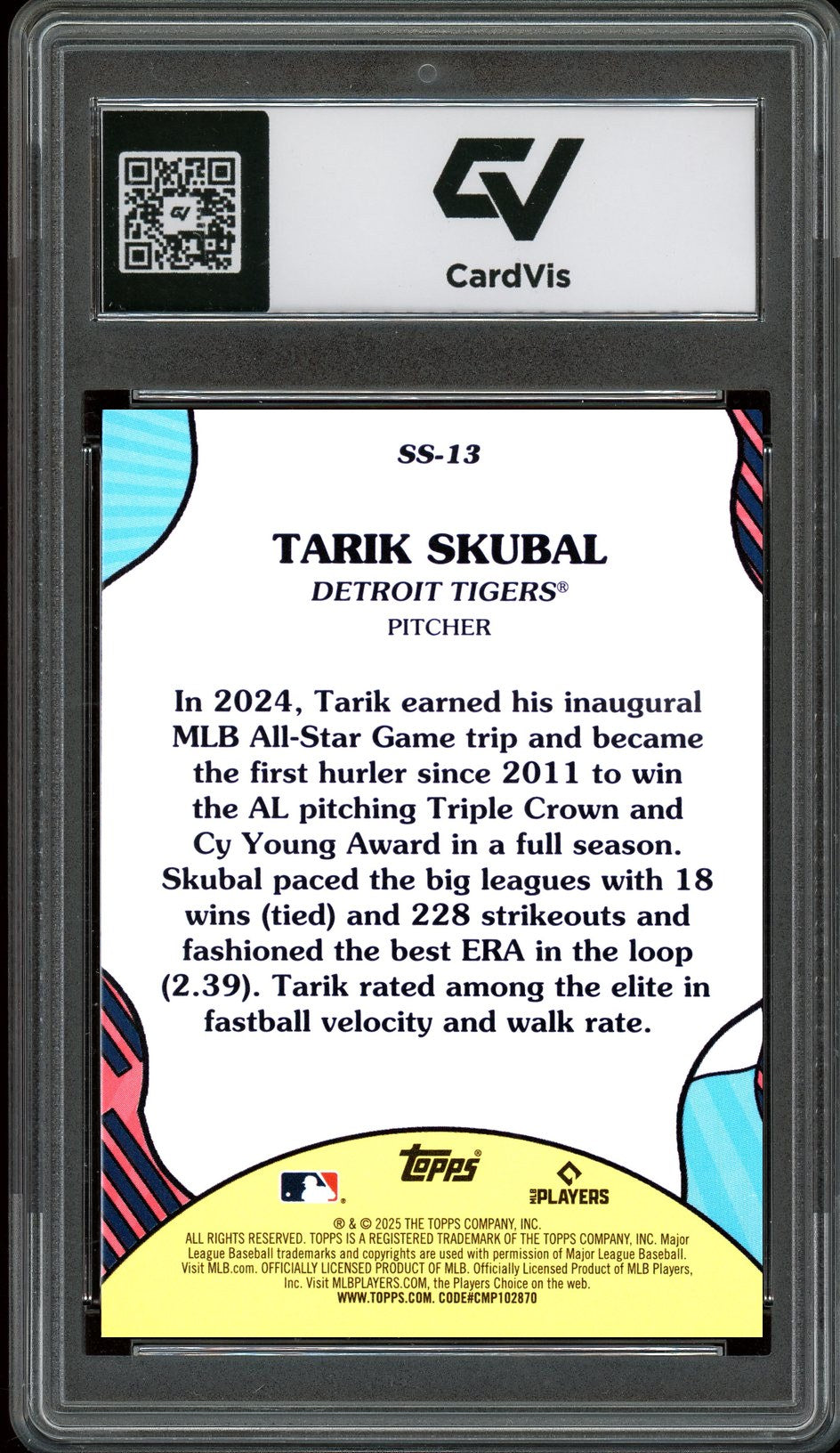2025 Topps #SS-13 Tarik Skubal Summer Superstars Graded 10 Gem Mint - Back