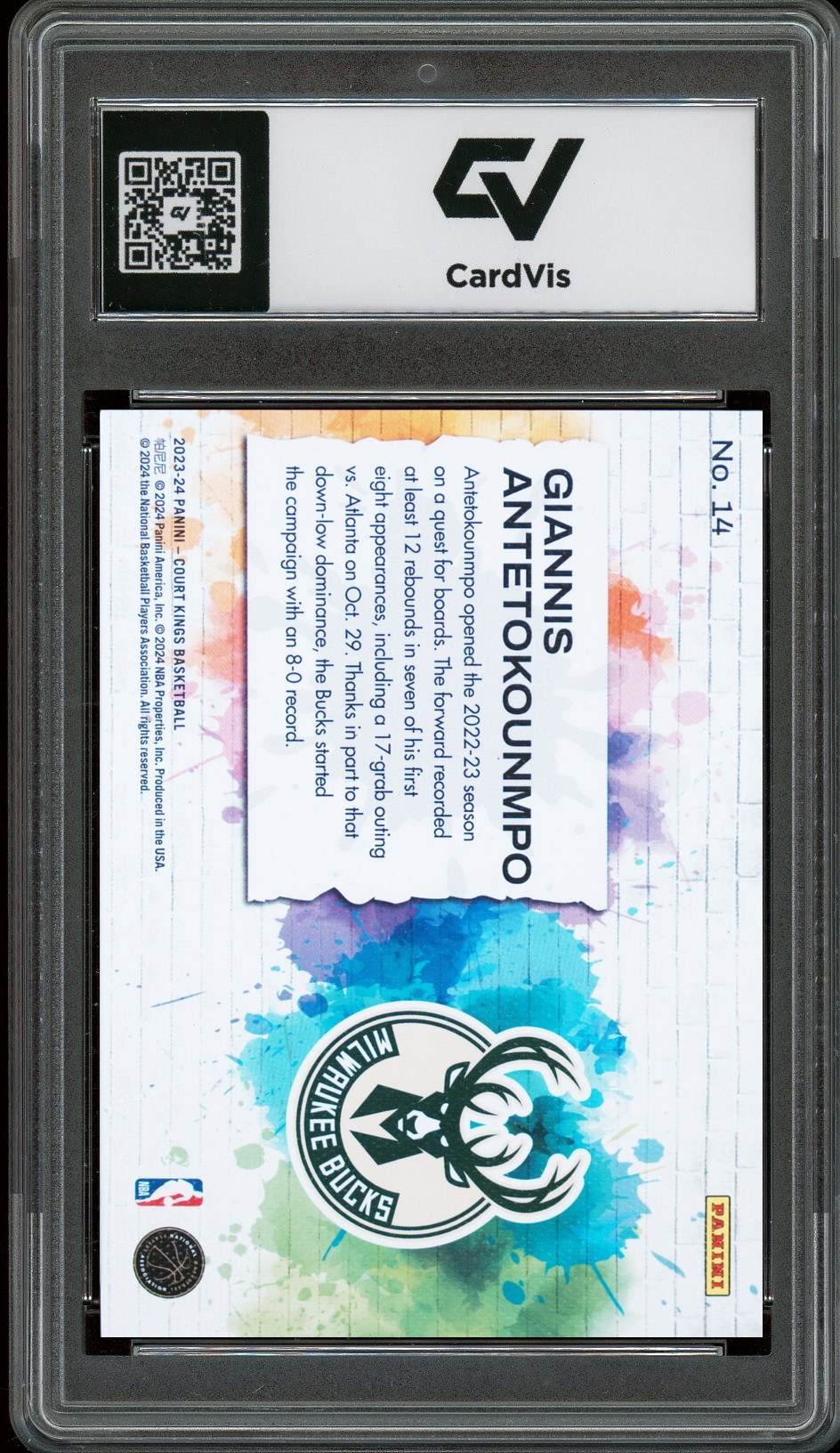 2023 Panini Court Kings #14 Giannis Antetokounmpo Self Expression Graded 10 Gem Mint - Back