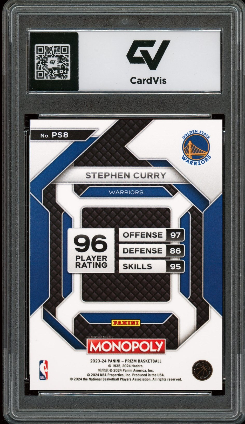2023 Panini Prizm #PS8 Stephen Curry Monopoly All-Star Graded 10 Gem Mint - Back