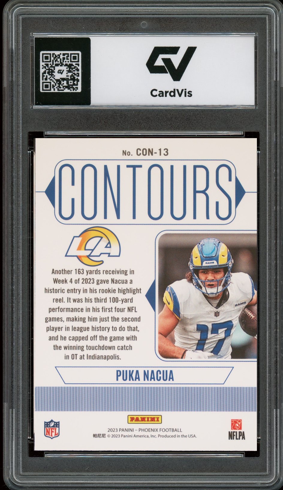 2023 Panini Phoenix #CON-13 Puka Nacua Contours Rookie Card RC Graded 10 Gem Mint - Back