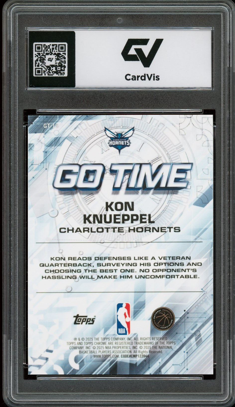 2025 Topps Chrome #GT-19 Kon Knueppel Go Time Rookie Card RC Graded 10 Gem Mint - Back