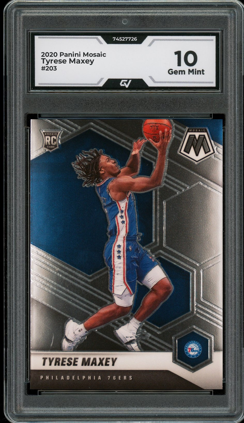 2020 Panini Mosaic #203 Tyrese Maxey Rookie Card RC Graded 10 Gem Mint - Front