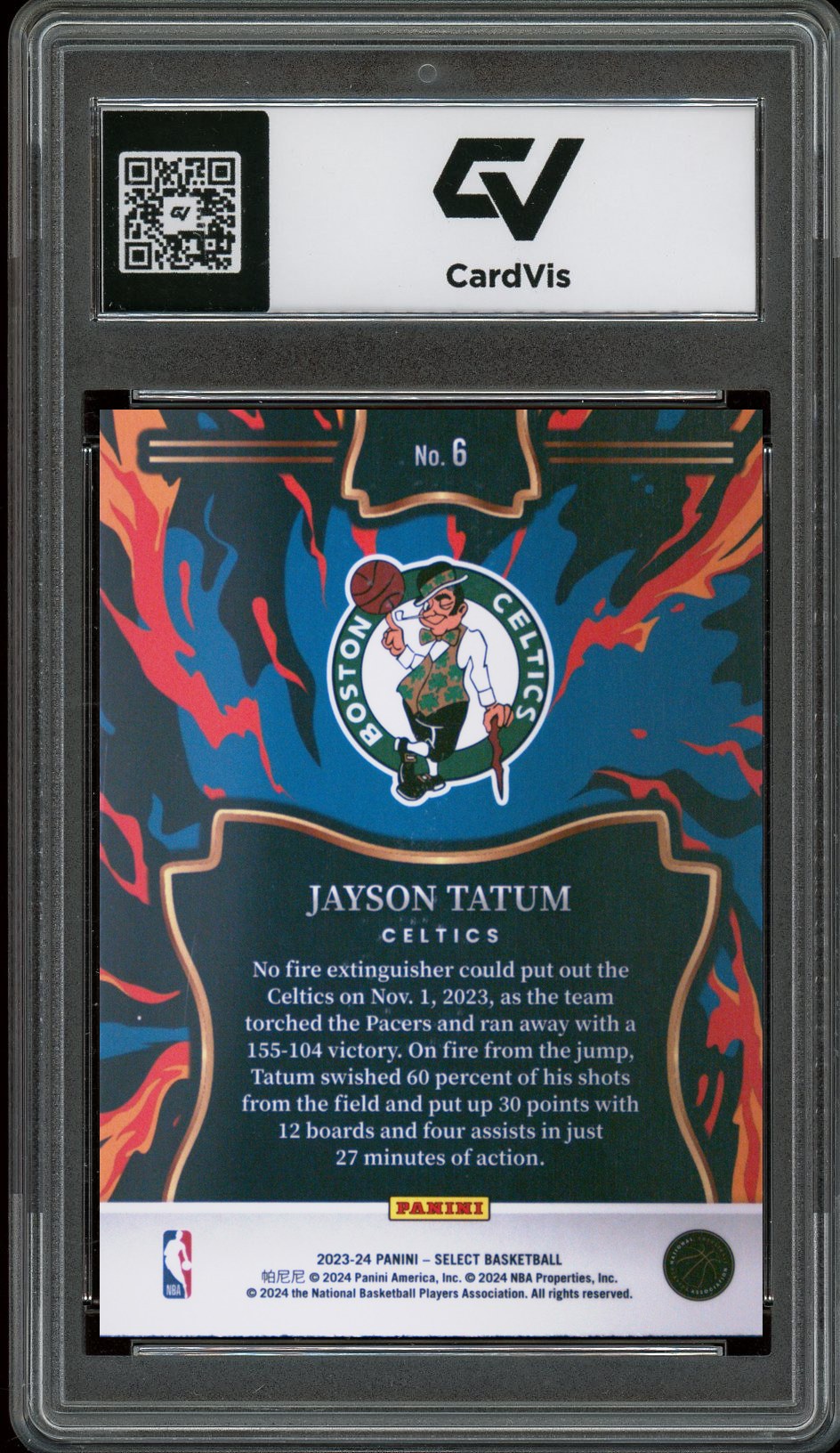 2023 Panini Select #6 Jayson Tatum En Fuego Graded 10 Gem Mint - Back