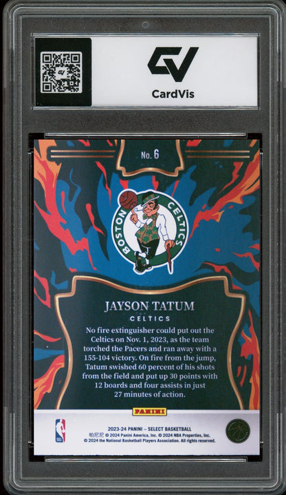 2023 Panini Select #6 Jayson Tatum En Fuego Graded 10 Gem Mint - Back