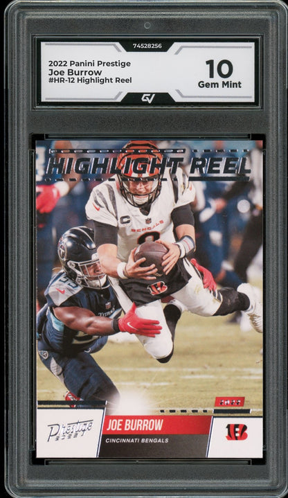 2022 Panini Prestige #HR-12 Joe Burrow Highlight Reel Graded 10 Gem Mint - Front