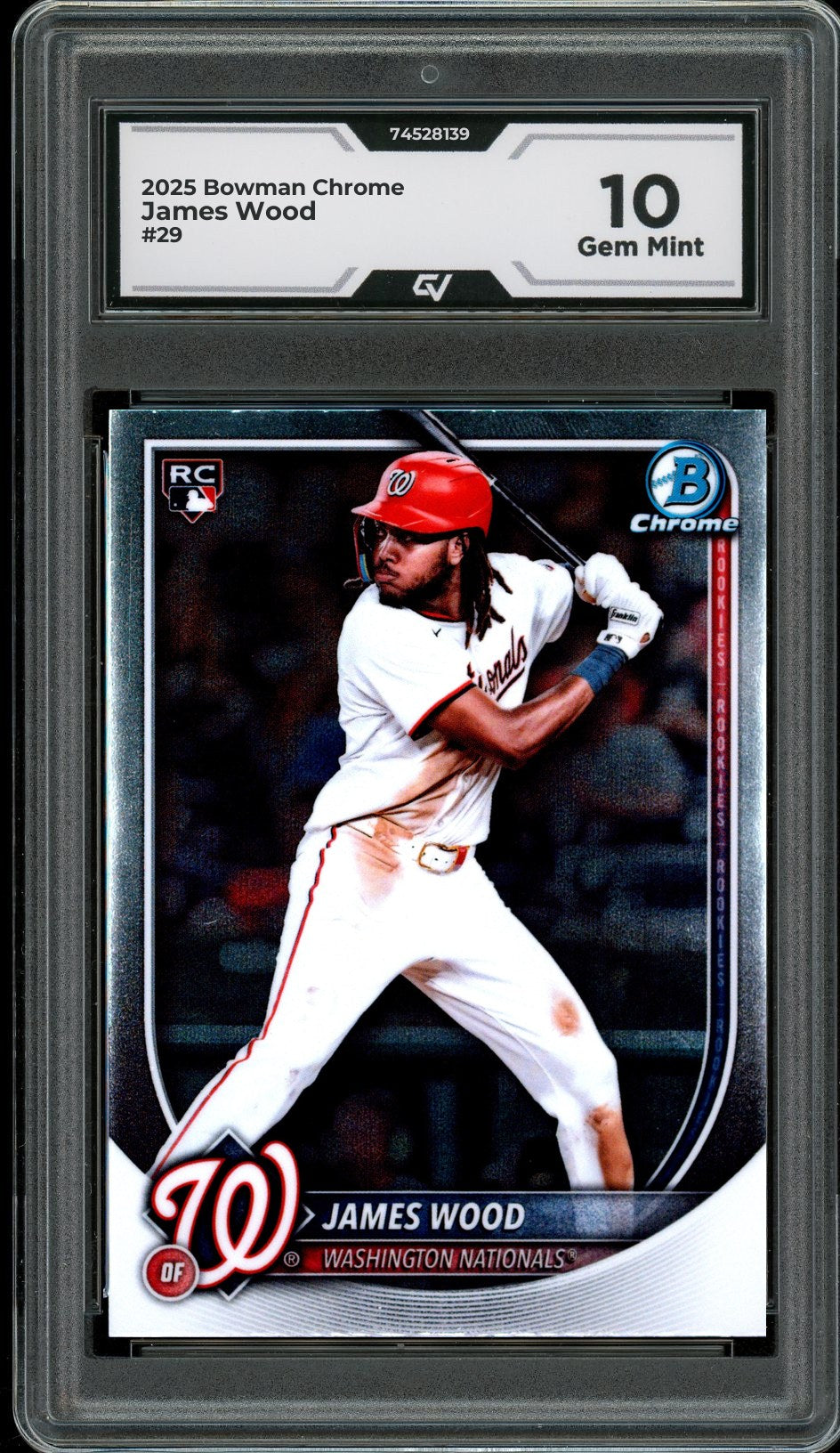 2025 Bowman Chrome #29 James Wood Rookie Card RC Graded 10 Gem Mint - Front