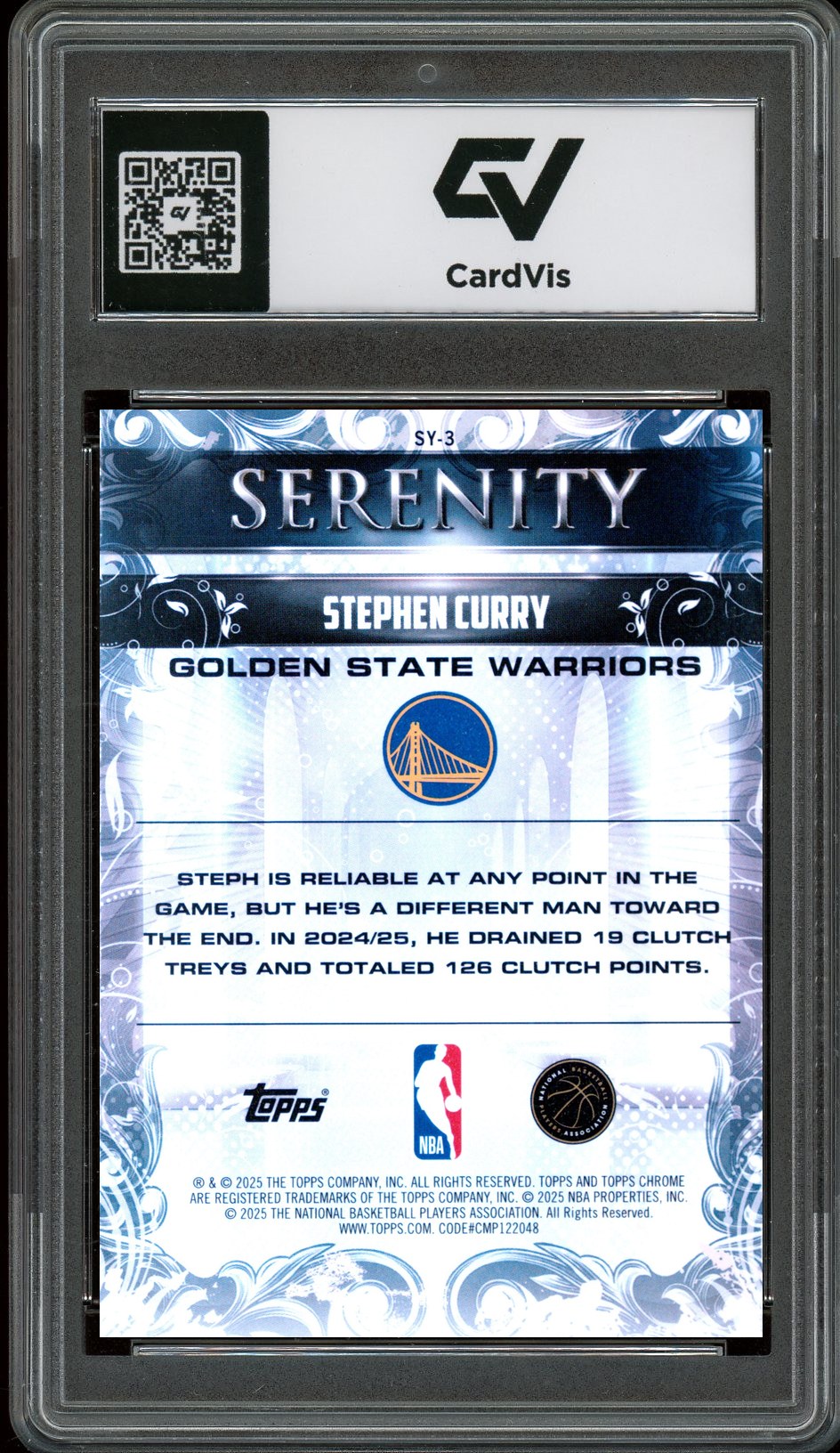 2025 Topps Chrome #SY-3 Stephen Curry Serenity Graded 10 Gem Mint - Back